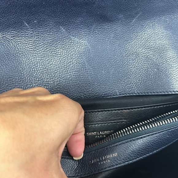 YSL Saint Laurent Navy quilted Envelope bag - Picture 12 of 13